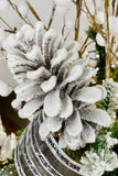 21 Inch Flocked Fir and Pinecone Stem, Set of 3
