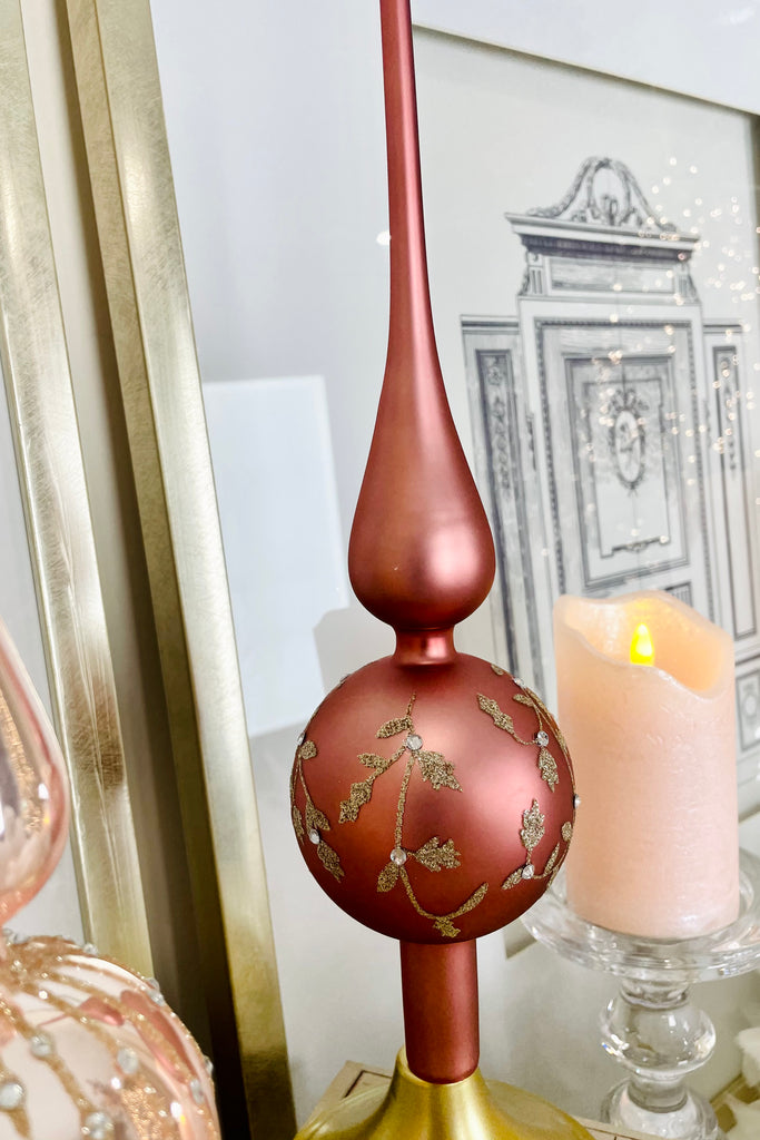 Velvet Pink, Blush, and Pearl Glass Finials, Set Of 3