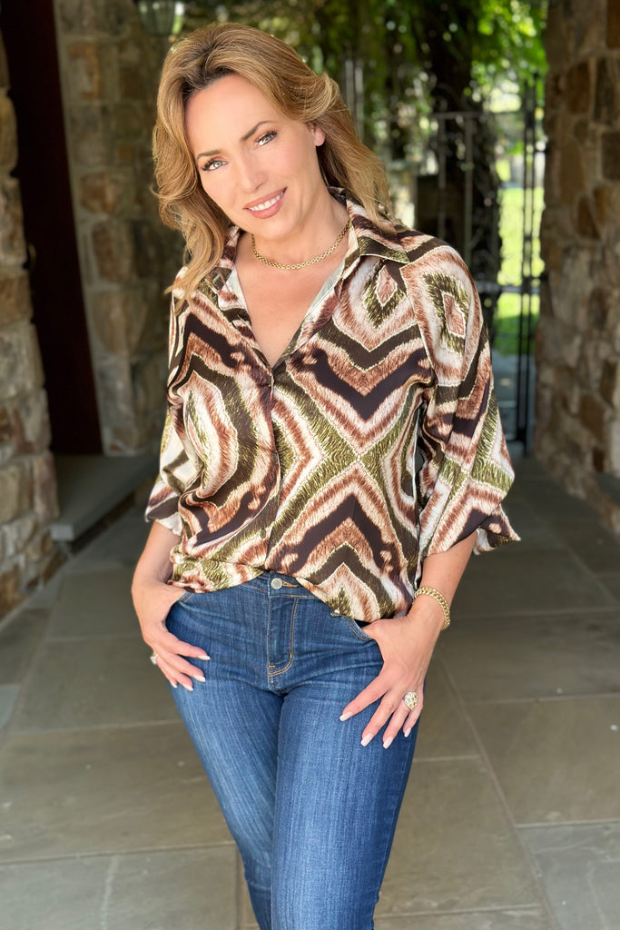 Geometric Print Blouse