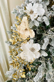 Grand Blooming Flower and Gold Leaf Pick, Choice of Color, Set of 2