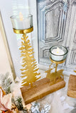 Gold Forest and Deer Tea Light Candleholder