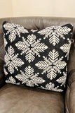 20 Inch Square Black & White Knit Snowflake Pillow