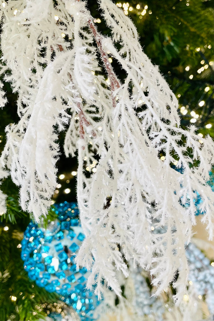 White Snowy Christmas Branch Spray, Set of 2