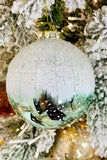 Soft Green and White Glass Ornaments, Set of 3