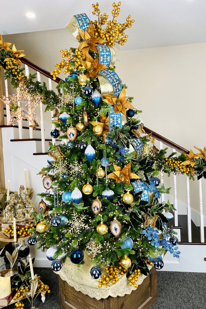 Night blue Christmas Tree Everlasting Ornament, Set of 12