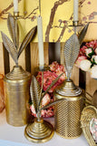 Gold Metal Leaves Candleholder