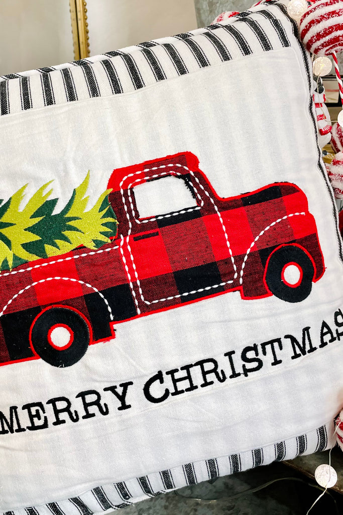 Red Truck Christmas Pillow