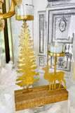 Gold Forest and Deer Tea Light Candleholder