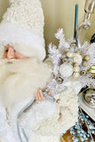 Cream Fringe Coat Santa w/Wreath & Sack