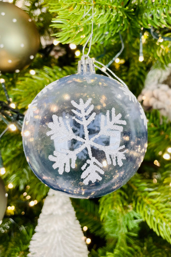 Night Blue Snowflake Transparent Everlasting Ornament, Set of 12