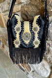 Leather Haircalf Crossbody with Embellishment