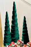Dark Green Velvet Trees, Set of 3