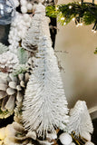 Grey Mini Snowy Brush Tree Ornaments, Set of 8