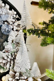 Grey Mini Snowy Brush Tree Ornaments, Set of 8