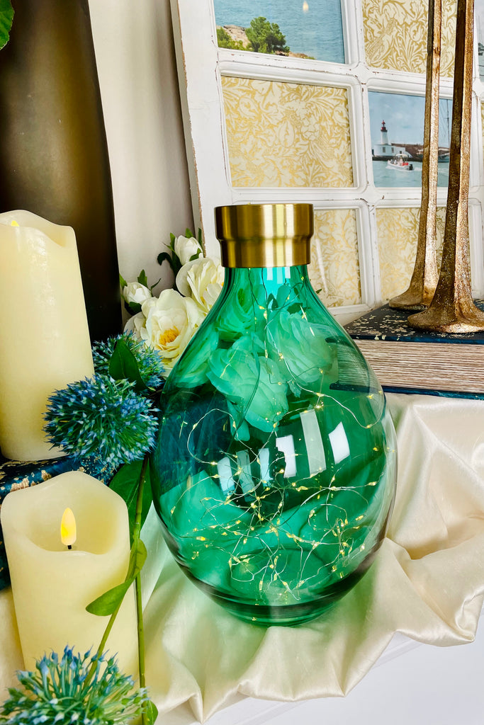 Green Vase with Gold Detailing