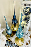 Blue Glass Finials, Set of 3