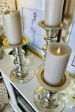 Embossed Silver Mercury Glass Candleholders, Set of 3