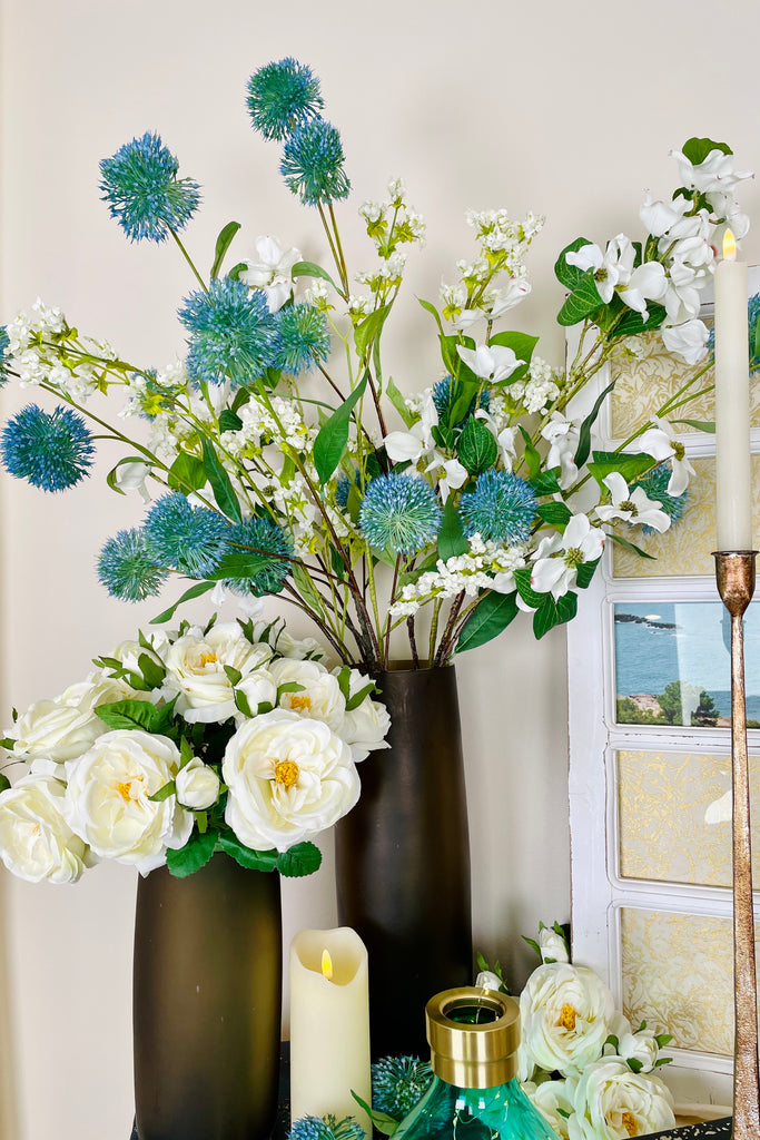 34" Onion Flower Spray in Blue, Set of 3