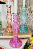 Glass Candleholders, Set of 3