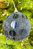 Night Blue Sequin and Glitter Ornament, Set of 6