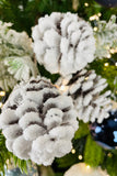 16 Inch Flocked Fir and 3 Pinecone Stem, Set of 4