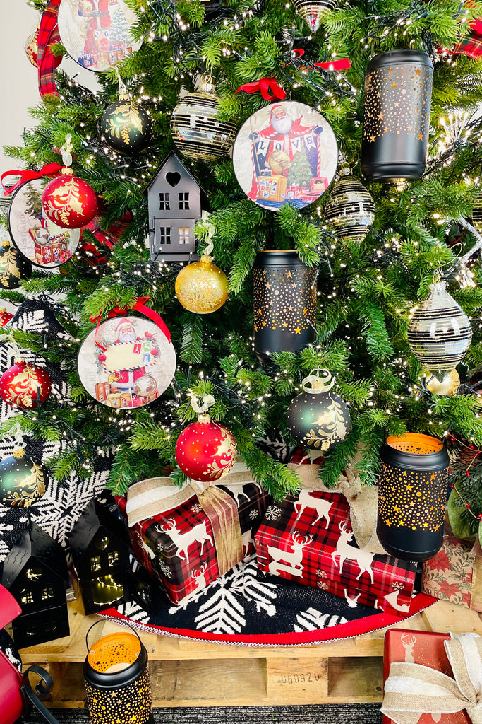 6" Post Card Santa Disc Ornament - Set of 4