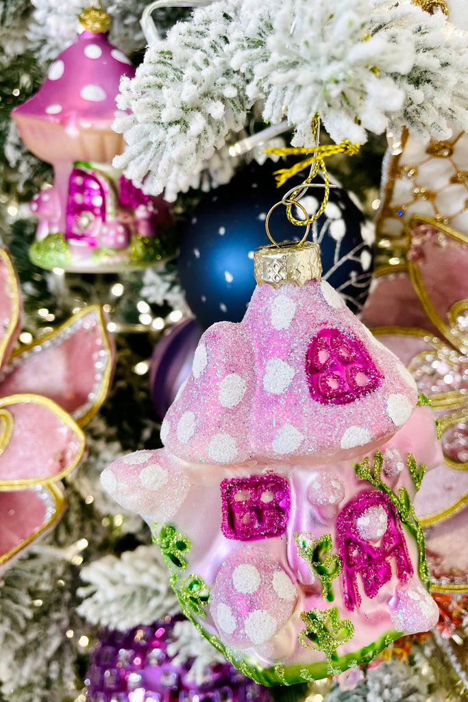 Magical Pink Toadstool Ornaments,Set of 4