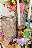 Glass Candleholders with Gold Accents, Set of 3