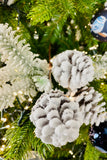 16 Inch Flocked Fir and 3 Pinecone Stem, Set of 4