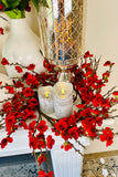 19 Inch Red Cherry Blossom Candle Ring / Wreath