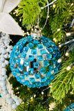 Winter Sky Mosaic Ball Glass Ornaments, Set of 3