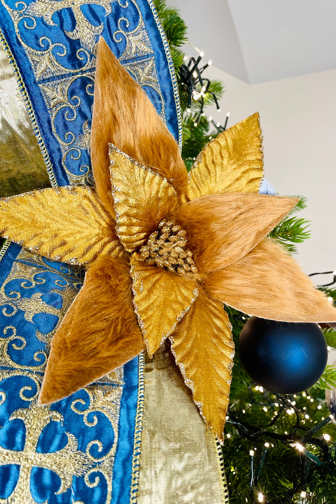 Amber Poinsettia on Clip, Set of 6