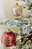 Blush and Velvet Pink Glittering Butterflies Glass Ornaments, Set of 6