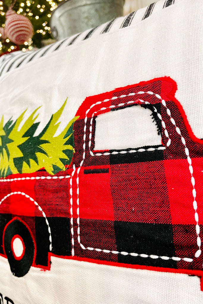 Red Truck Christmas Pillow
