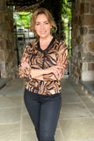 Animal Print Blouse with Sparkle Detail