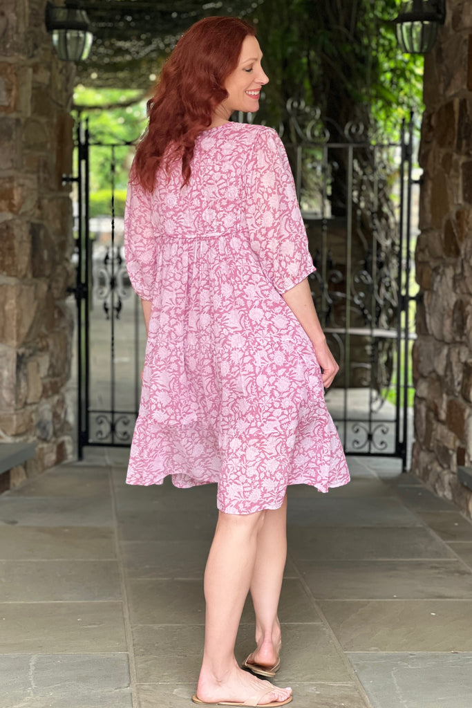 Easy Floral Empire Waist Lined Summer Dress