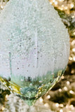 Soft Green and White Glass Ornaments, Set of 3