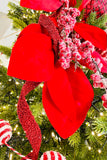 33 Inch Red Velvet Magnolia Leaf Spray, Set of 2