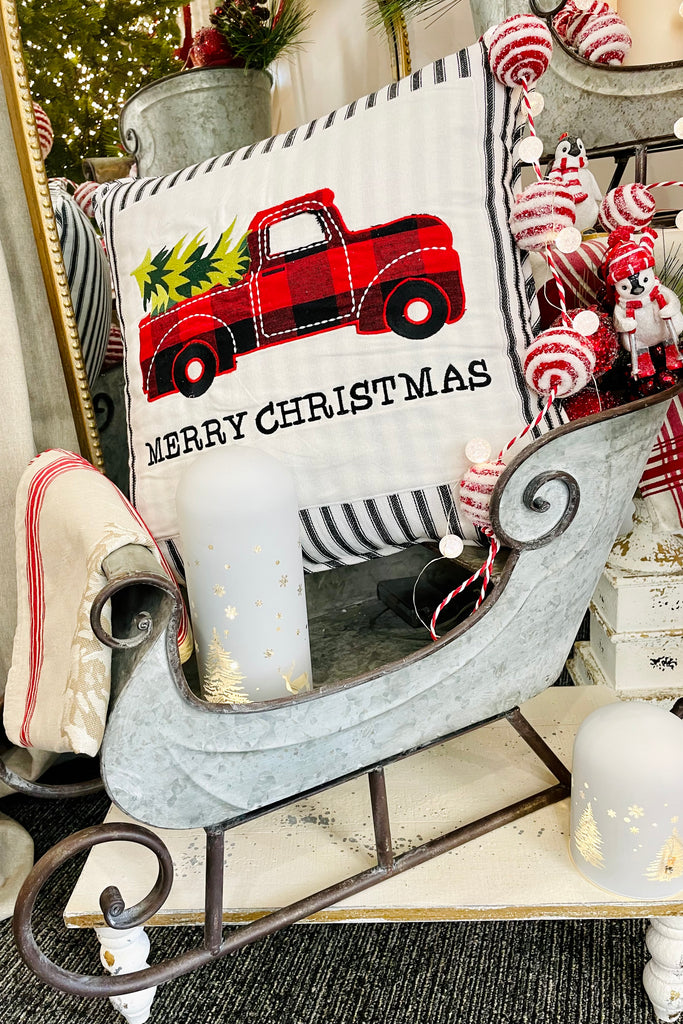 Red Truck Christmas Pillow