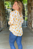 Button Down Shirt with Abstract Leaf Pattern