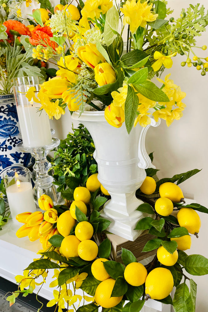 19 Inch Lemon & Foliage Candle Ring / Wreath