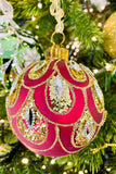 Red and Gold Chandelier Glass Ornament, Set of 6