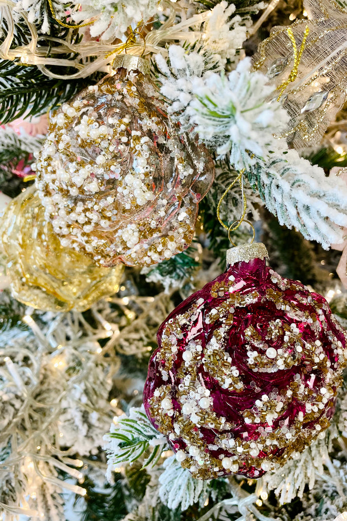 Sparkling Blooms Glass Ornaments, Set of 6
