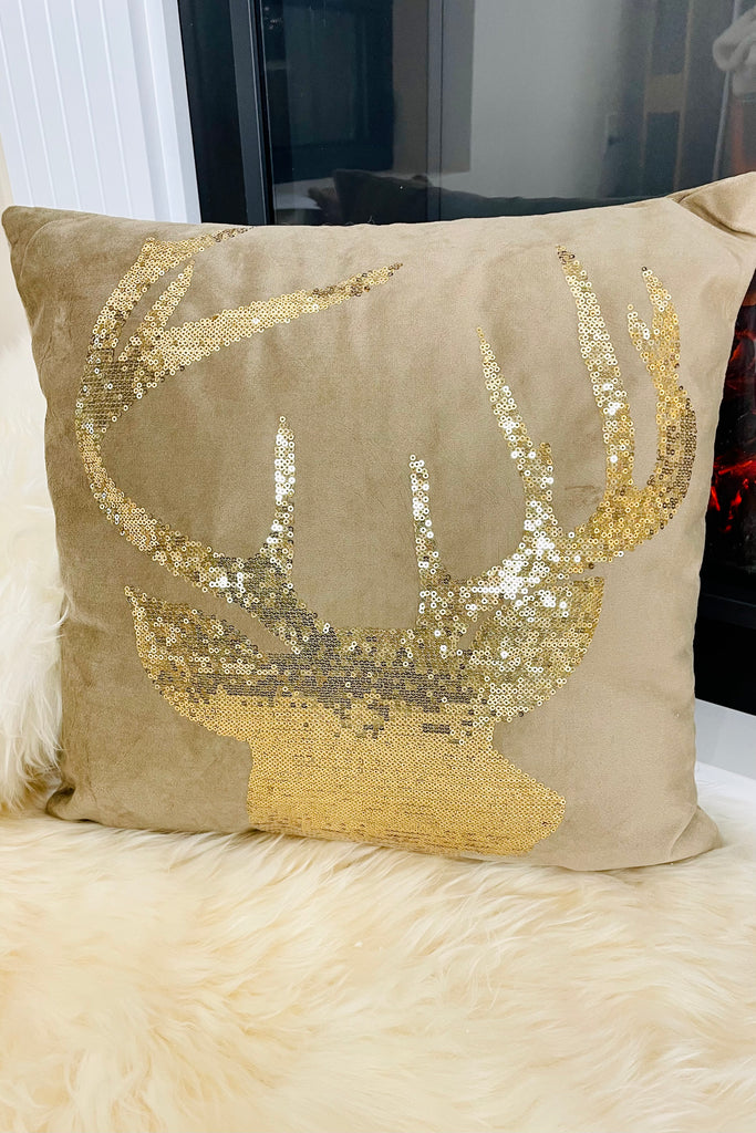 Sparkling Velvet Reindeer Pillow