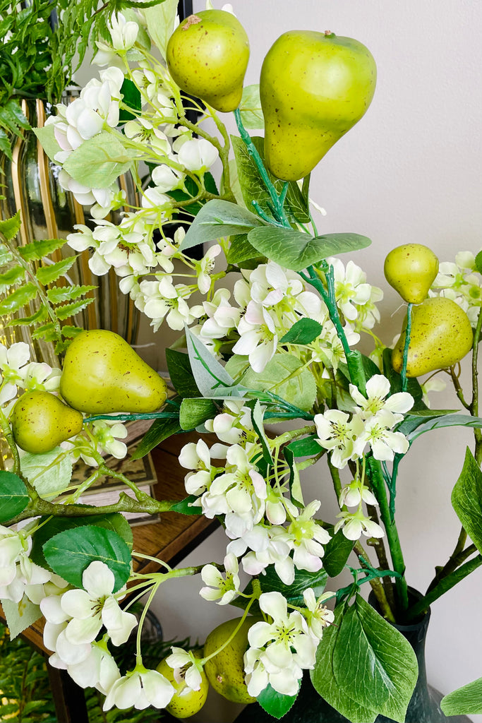 White and Green Flower Blossom Branches, Set of 2