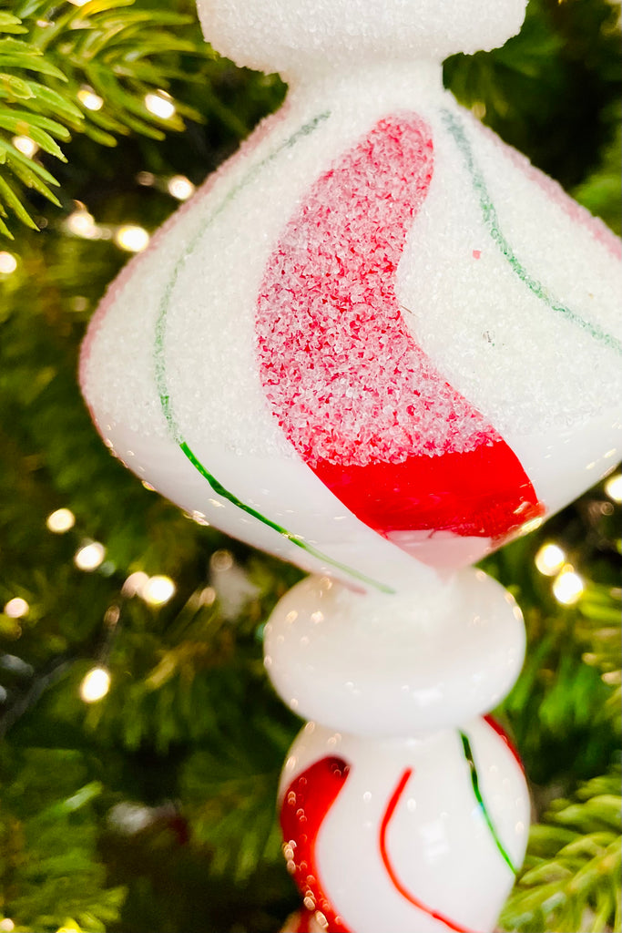 Candy Ribbon Striped Glass Finials, Set of 2