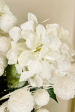 34 Inch White Glittered Hydrangea Stem, Set of 2