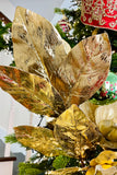 Shiny Gold Magnolia Leaf Sprays, Set of 3