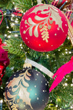 Gold Metallic Holly European Glass Ornaments, Set of 4
