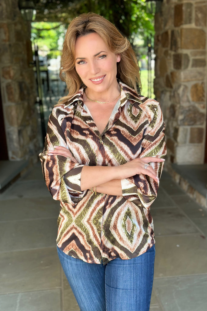 Geometric Print Blouse